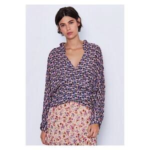 ZARA Floral Wrap Blouse M